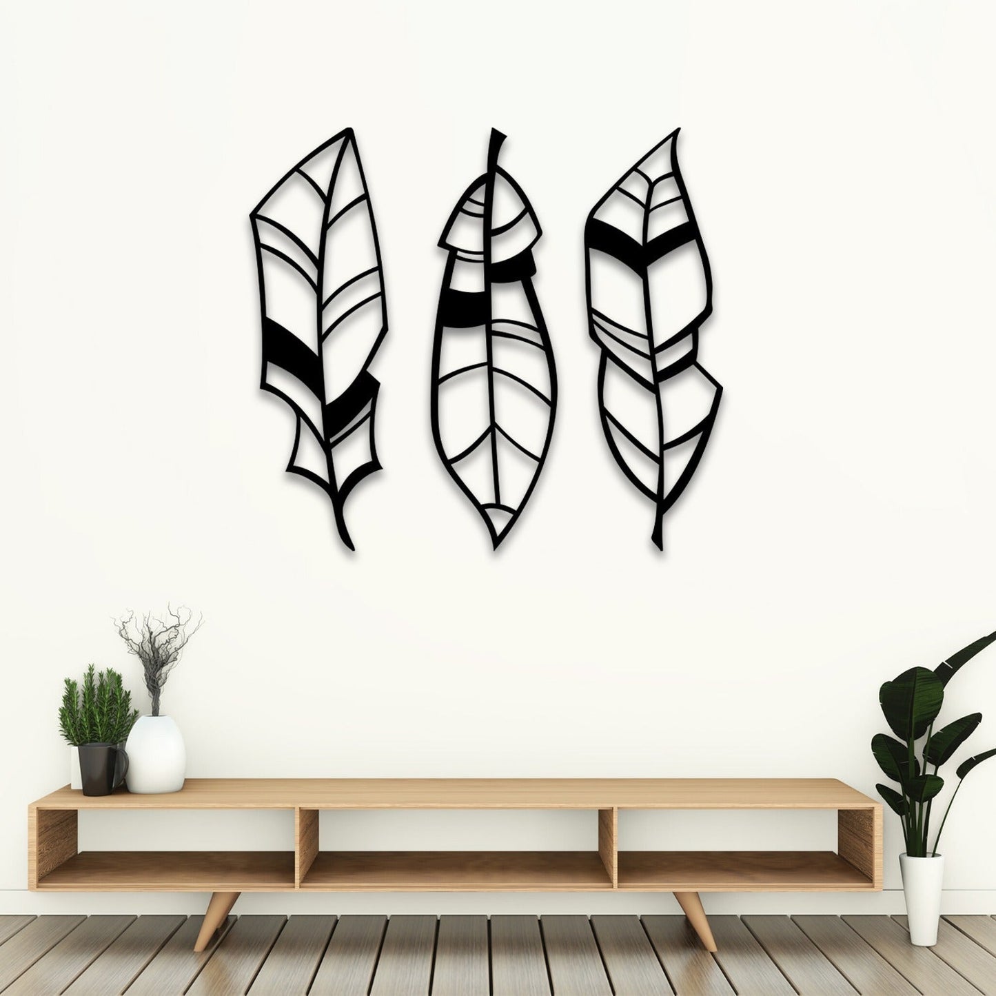 Geo Feathers Metal Wall Art