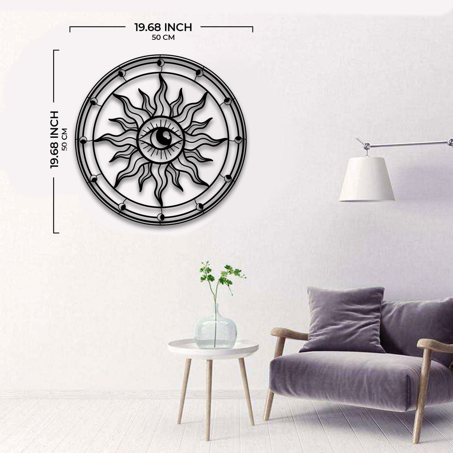 Eye of Sun Metal Wall Art - 19.68 x 19.68 Inches