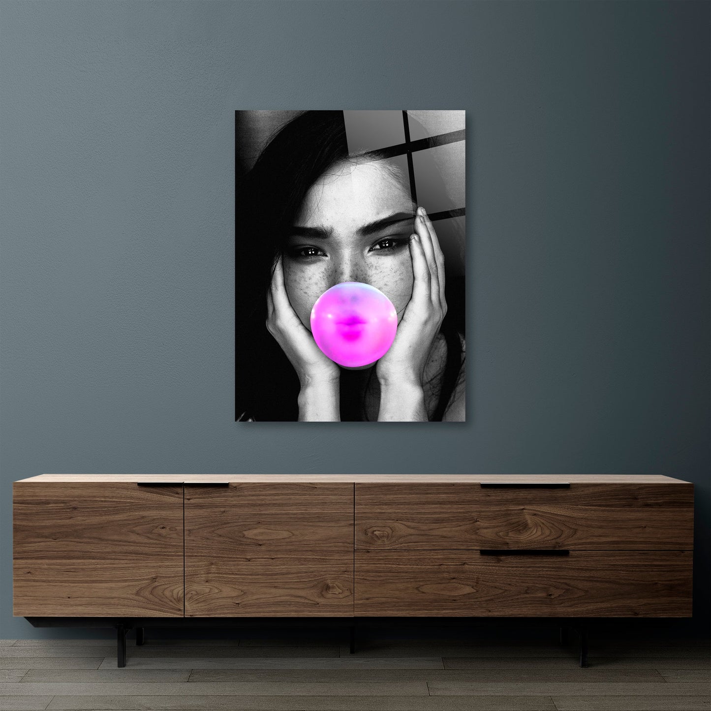 Black White Women Gummy Glass Wall Art