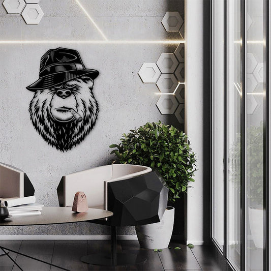 Mafia Bear Metal Wall Art