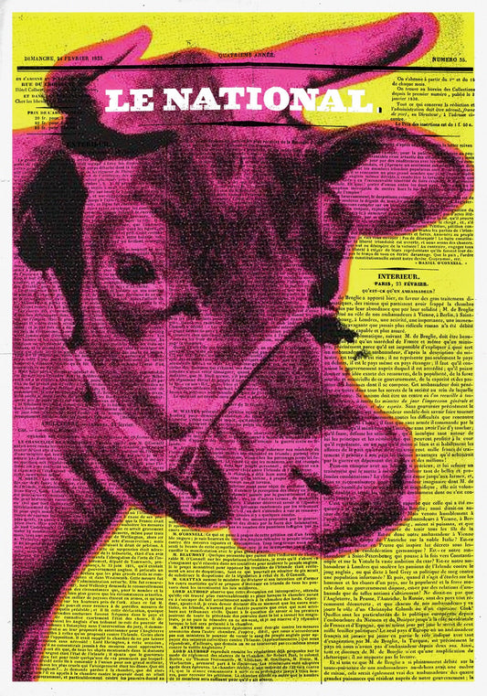 Cow Newspaper Glass Wall Art