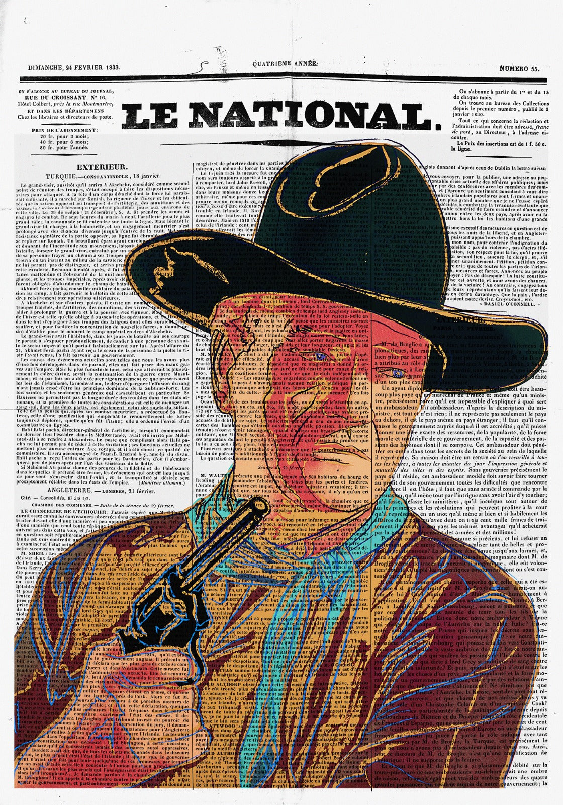 John Wayne Newspaper Glass Wall Art