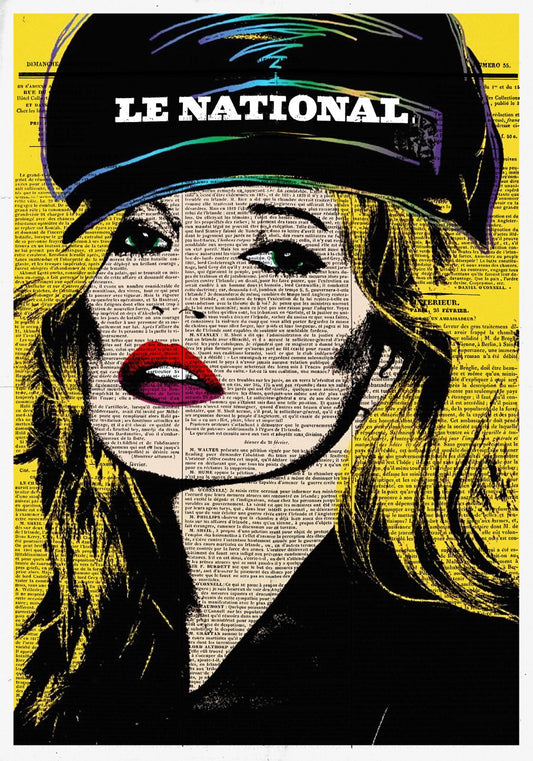 Kate Moss Newspaper Glass Wall Art