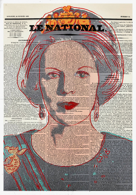 Queen Beatrix Newspaper Glass Wall Art