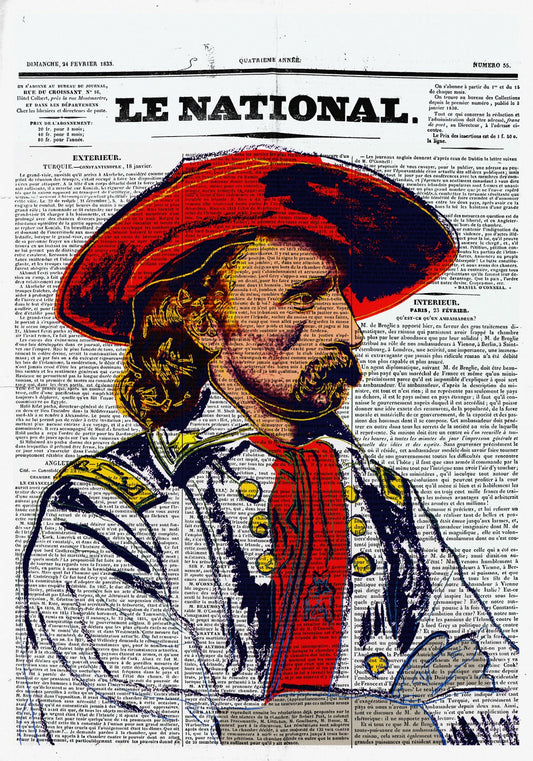 General Custer Newspaper Glass Wall Art