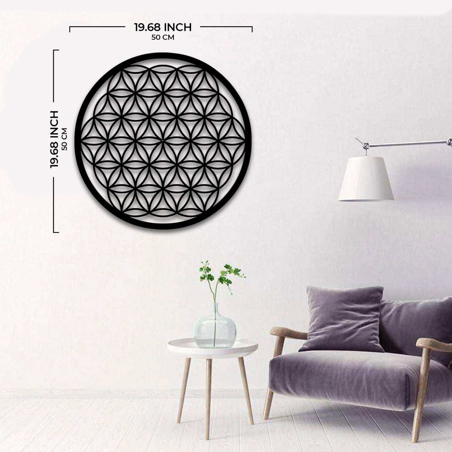 Flower of Life Metal Wall Art-19.68" X19.68" Inches