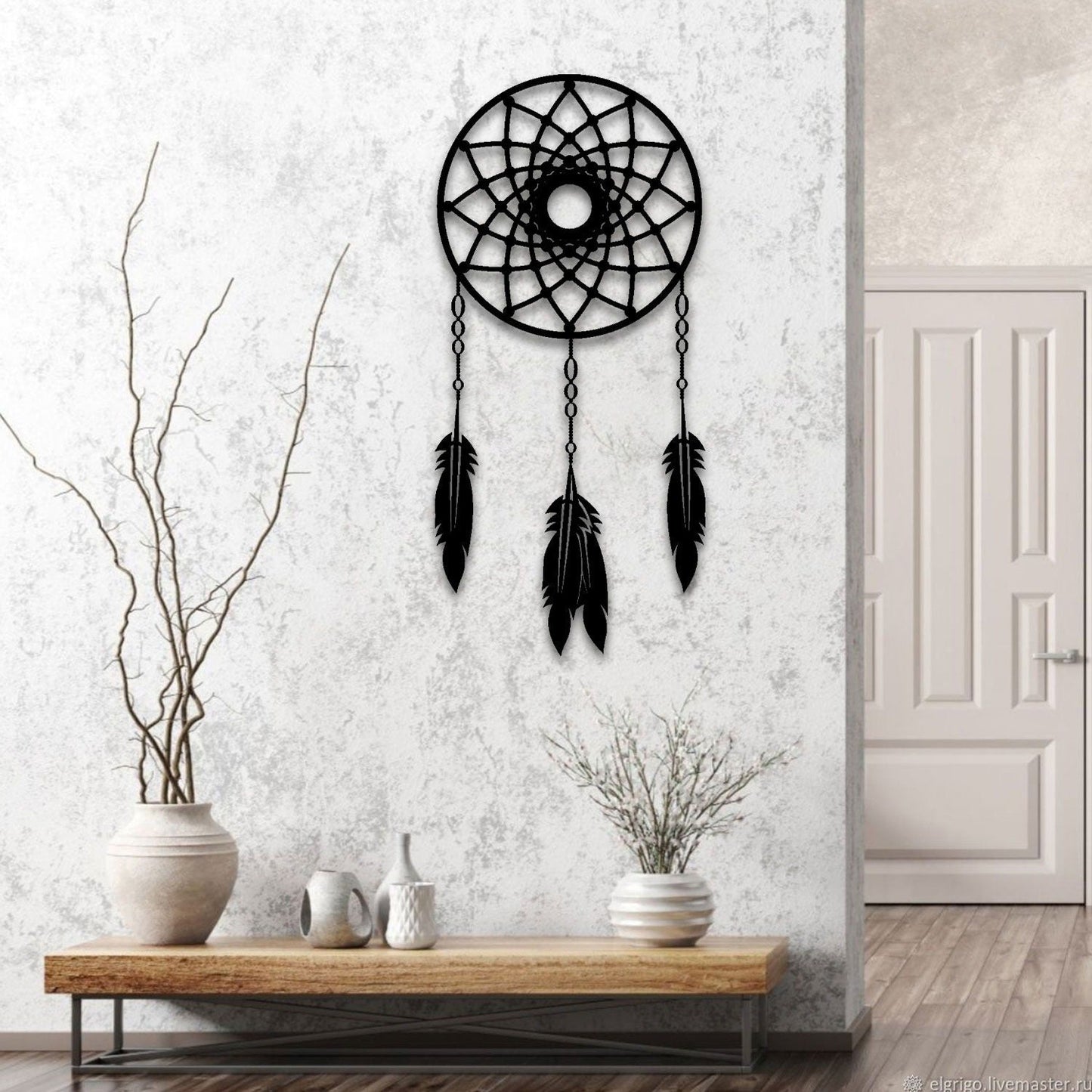 Dreamcatcher Metal Wall Art-31.49" X14.56" Inches