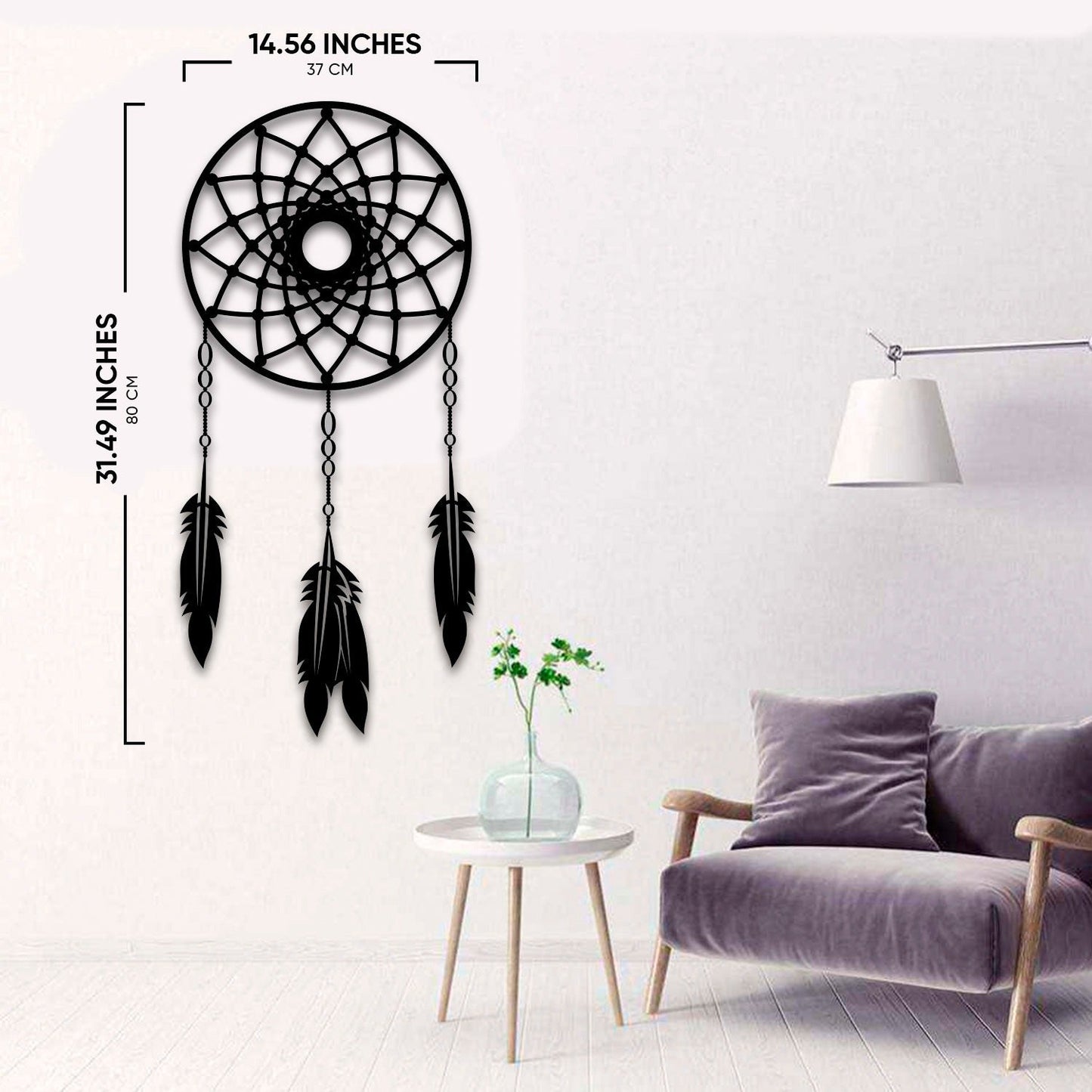 Dreamcatcher Metal Wall Art-31.49" X14.56" Inches