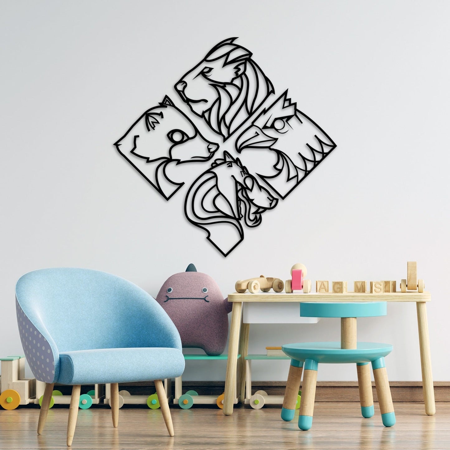 4 ANIMALS Metal Wall Art