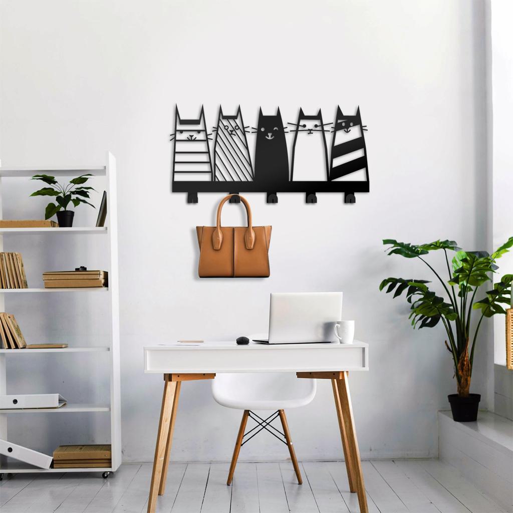 Cat Hanger Metal Wall Art - 21.7x9.8" Inches