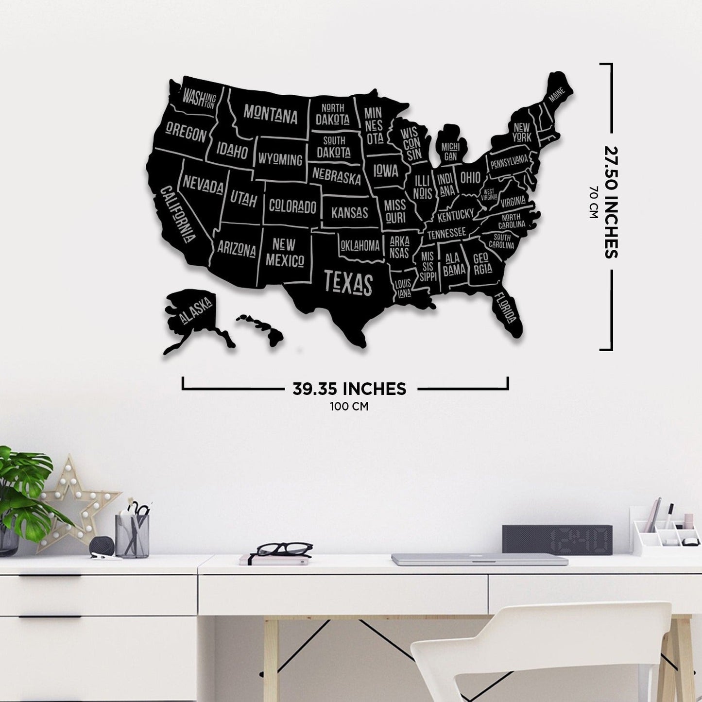 States Metal Wall Art-39.35" X27.5" Inches