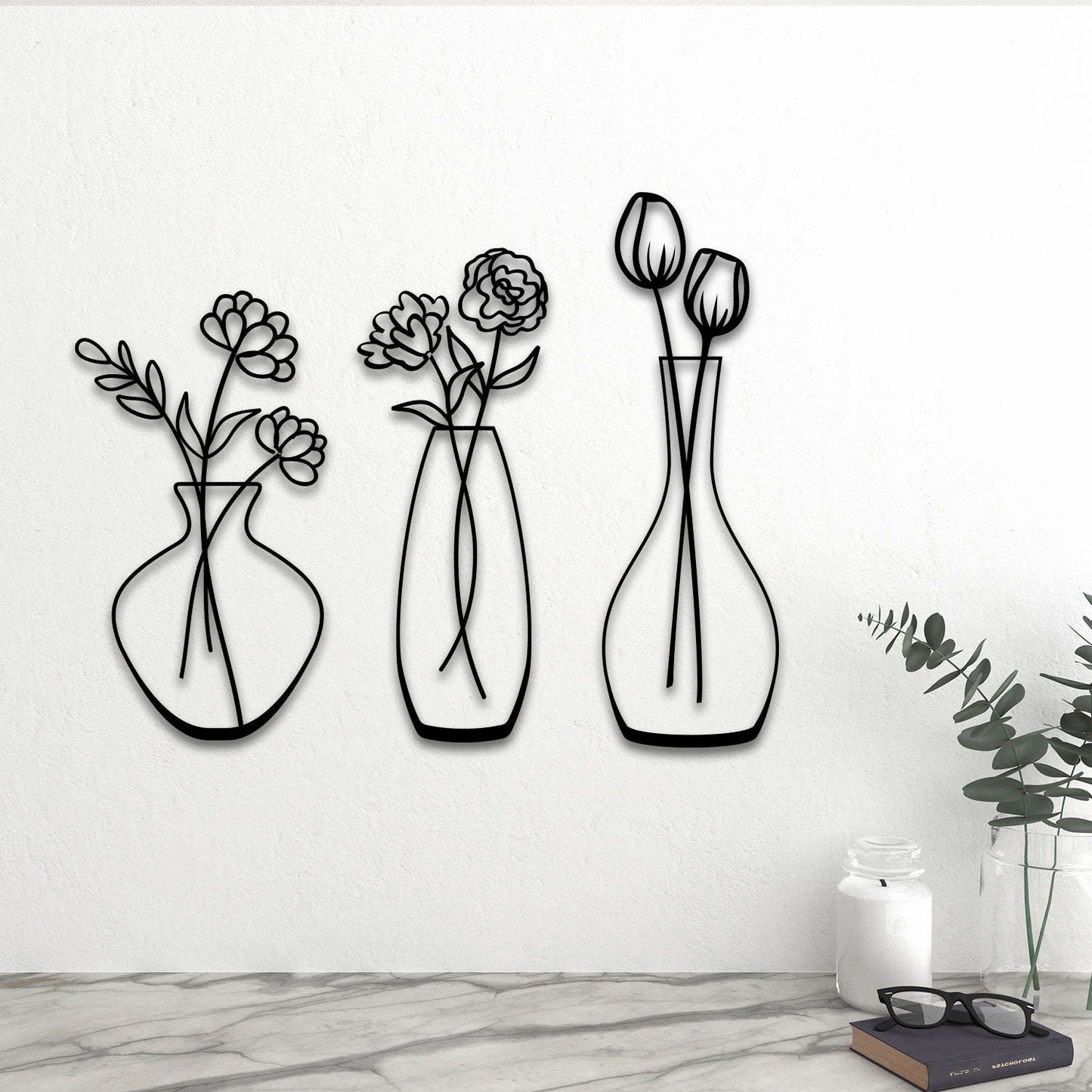 Flower in the Vase Metal Wall Art-23.6" X19.6" Inches