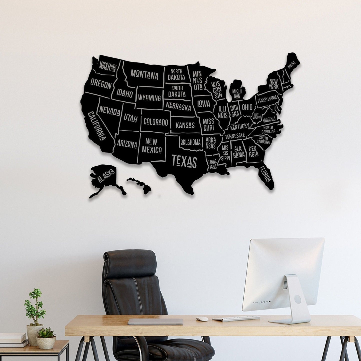 States Metal Wall Art-39.35" X27.5" Inches