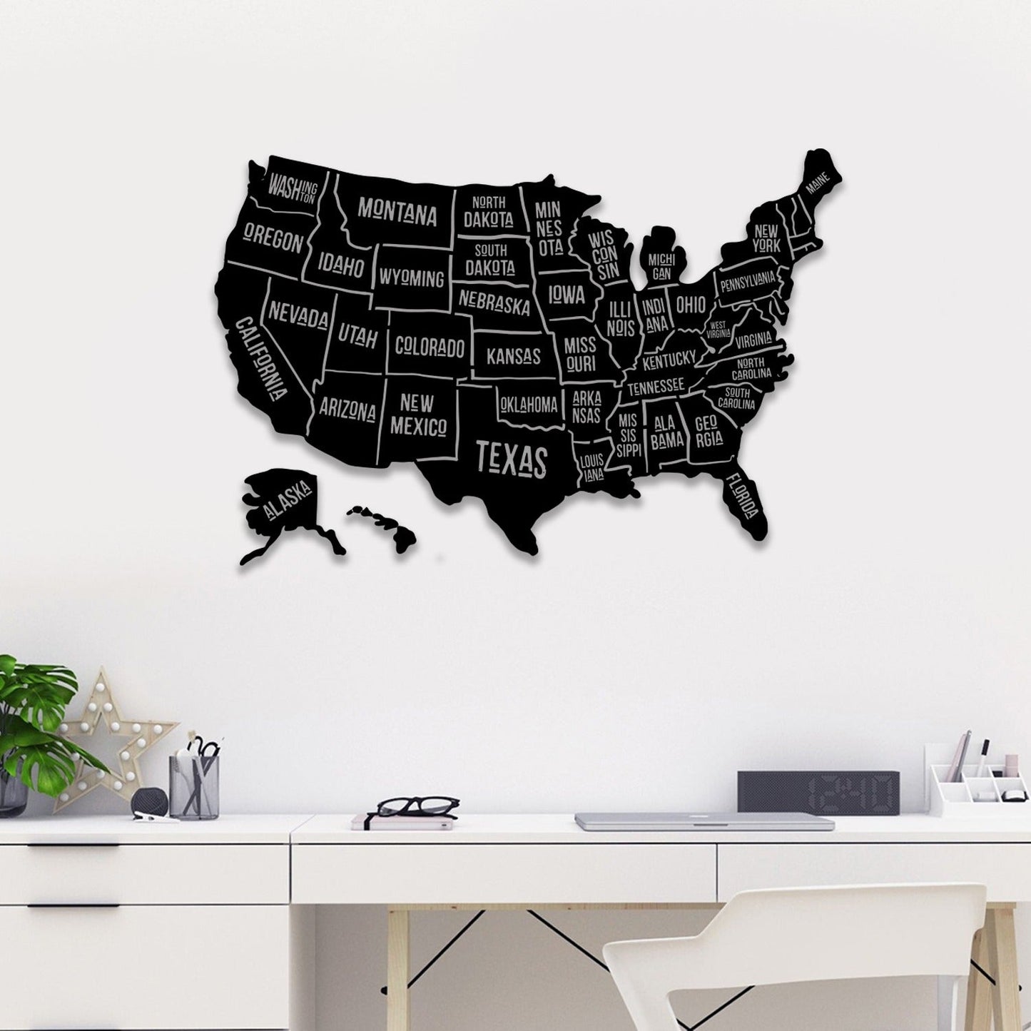 States Metal Wall Art-39.35" X27.5" Inches