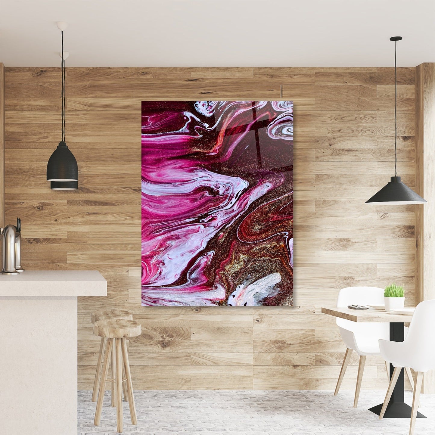 Pink Marble Glass Wall Art