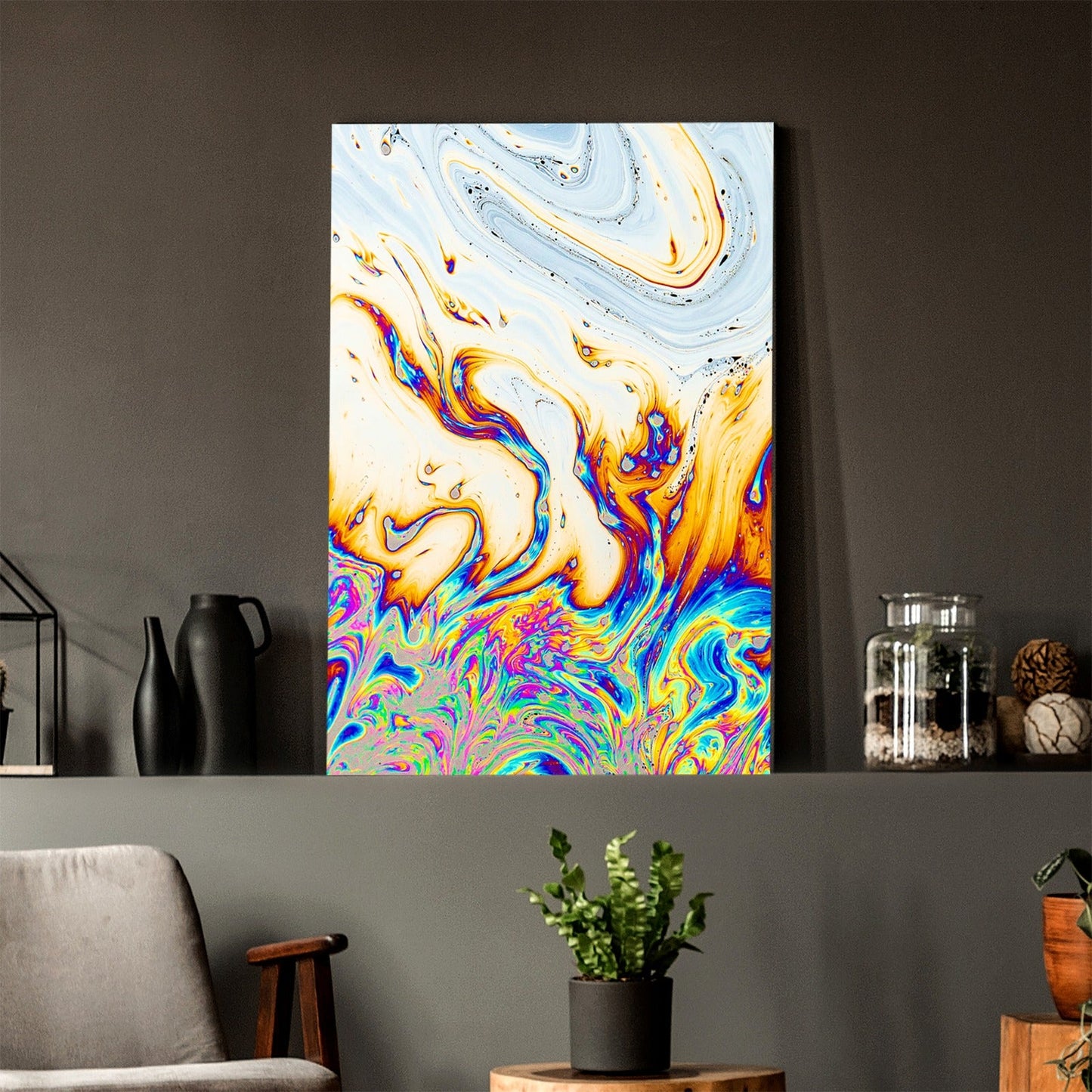 Rainbow Marble Glass Wall Art