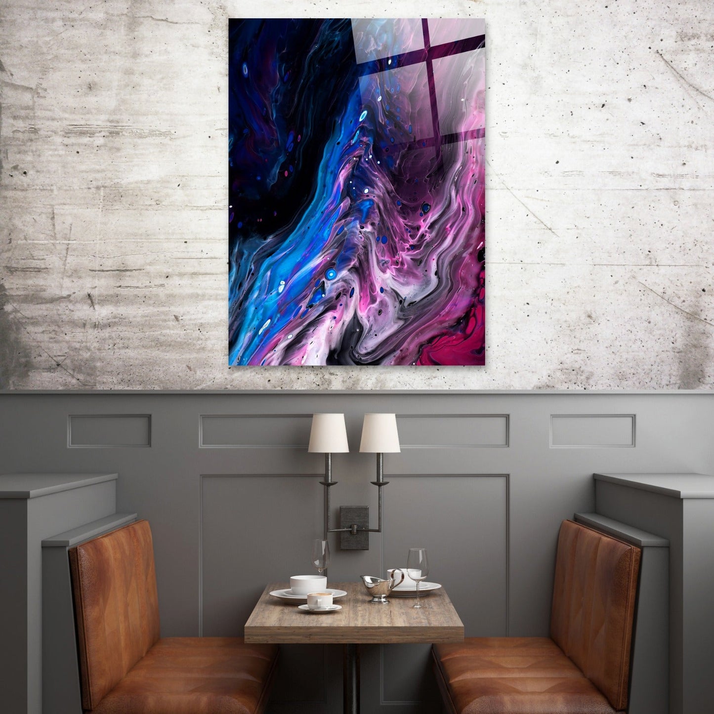 Blue & Pink Marble Glass Wall Art