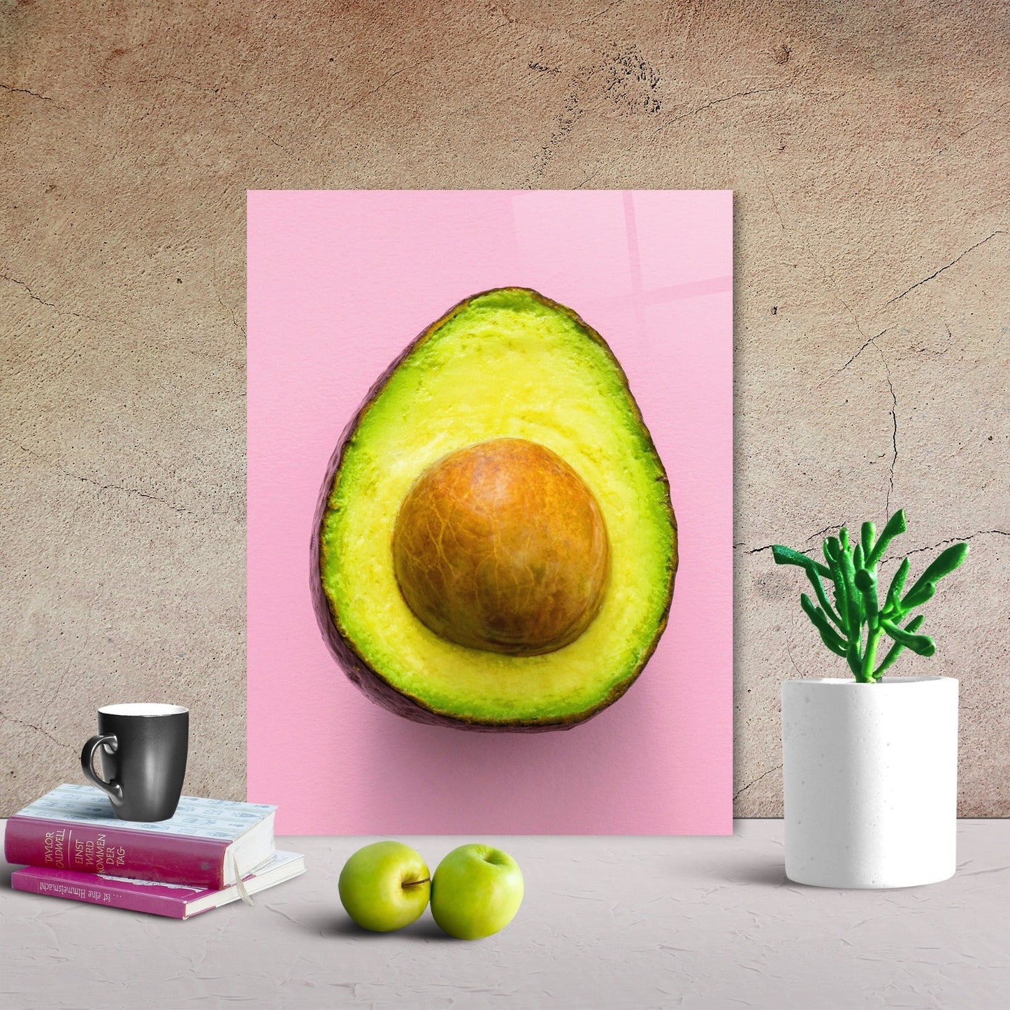 Avocado Slice Glass Wall Art